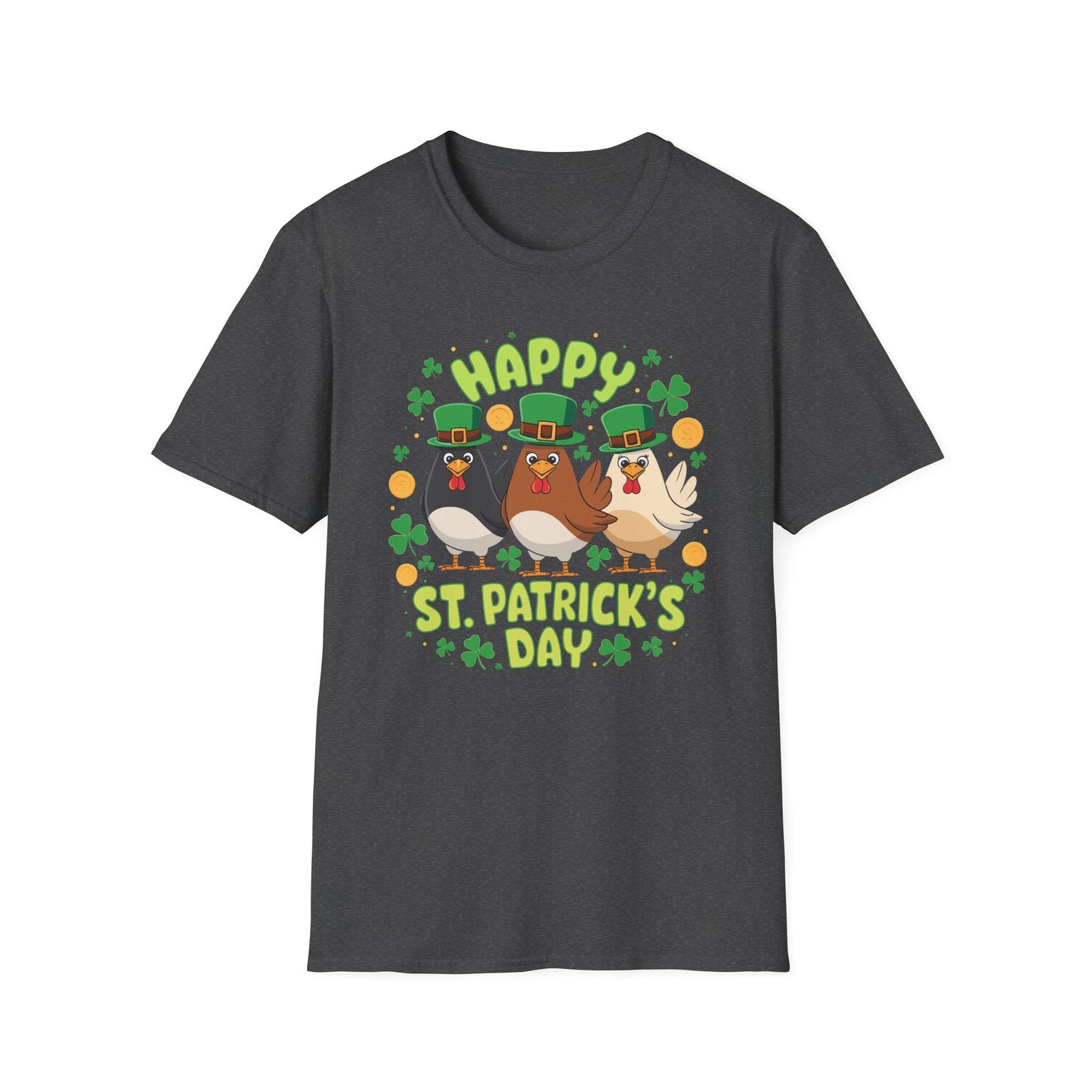 St. Patrick's Day Chickens T-Shirt — "Happy St. Patrick's Day" Cute Poultry Holiday Tee
