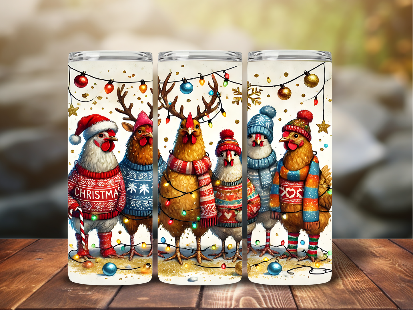 Christmas Chickens Tumbler 20oz