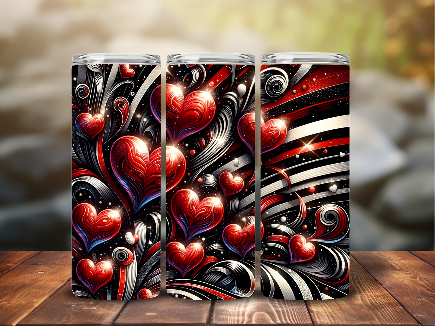 Black and Red Hearts Tumbler