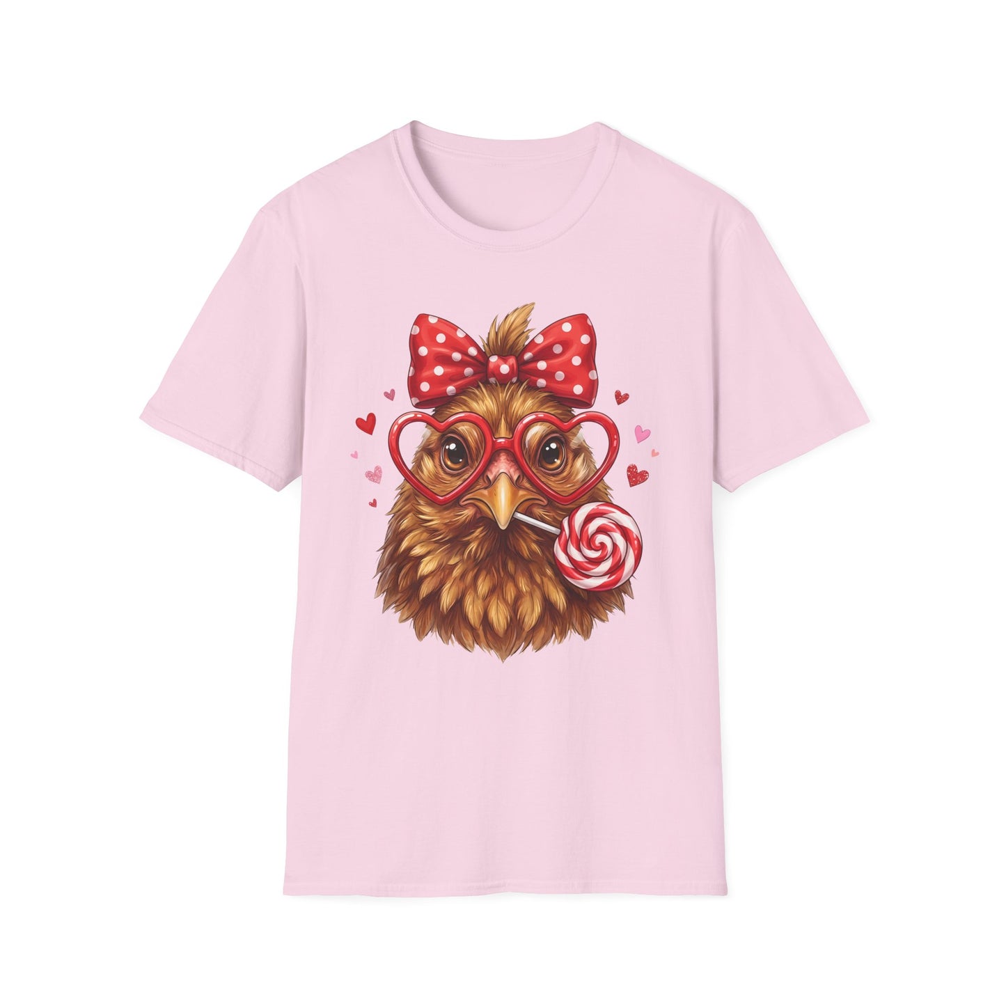 Chicken with Heart Glasses T-Shirt — Cute Valentine Chick Graphic Tee