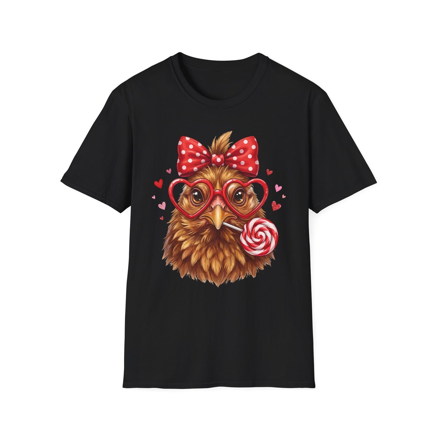 Chicken with Heart Glasses T-Shirt — Cute Valentine Chick Graphic Tee
