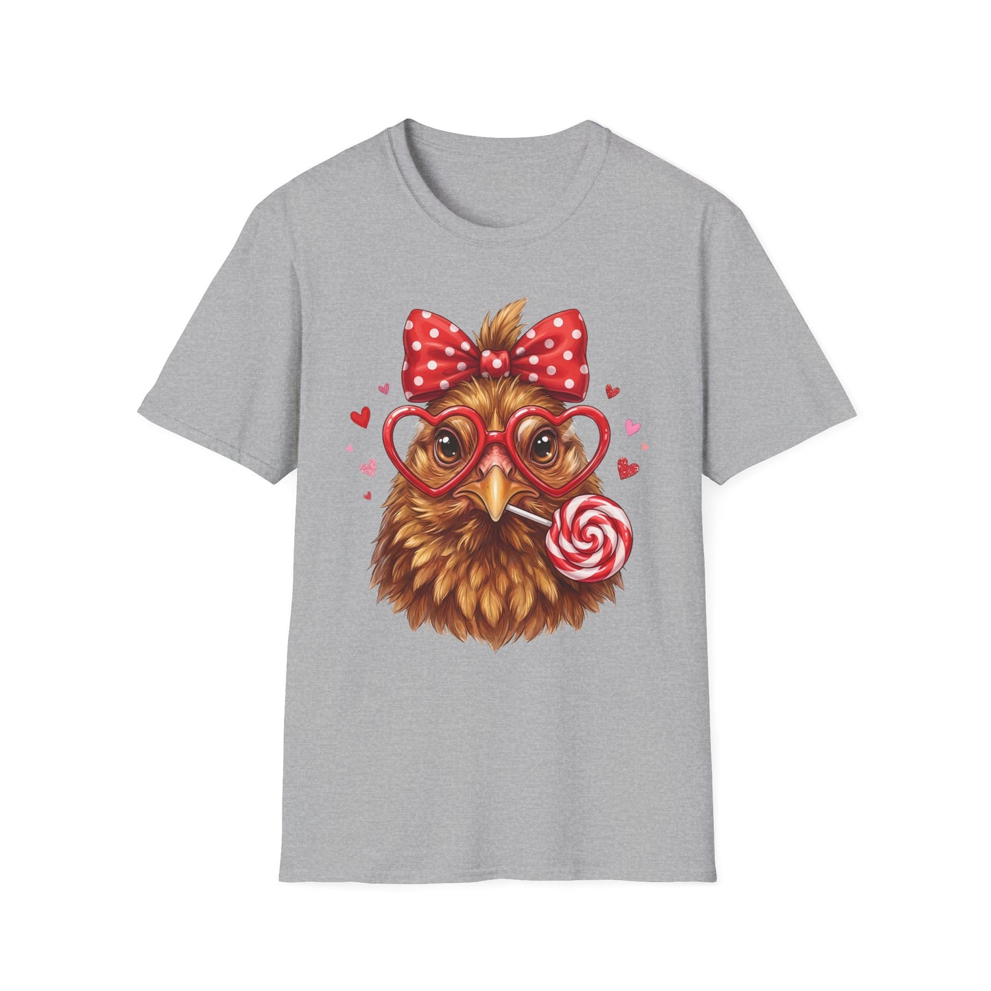 Chicken with Heart Glasses T-Shirt — Cute Valentine Chick Graphic Tee
