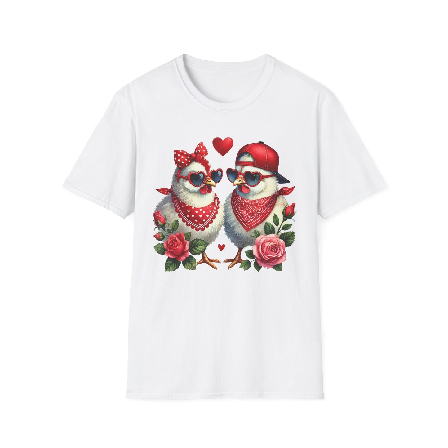 Valentine Lovebirds T-Shirt — Cute Retro Birds with Hearts & Roses