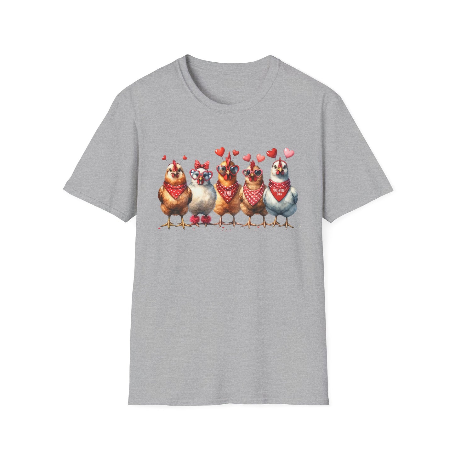 Valentine Chickens Bandana T-Shirt — Cute Heart Chick Graphic Tee