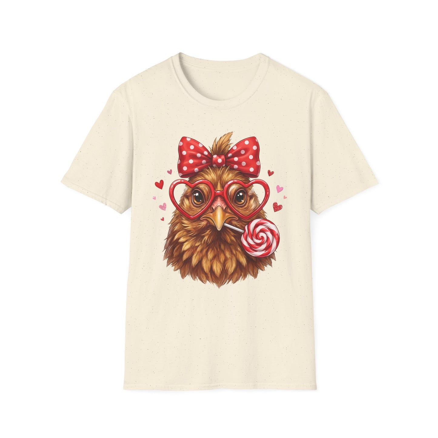 Chicken with Heart Glasses T-Shirt — Cute Valentine Chick Graphic Tee
