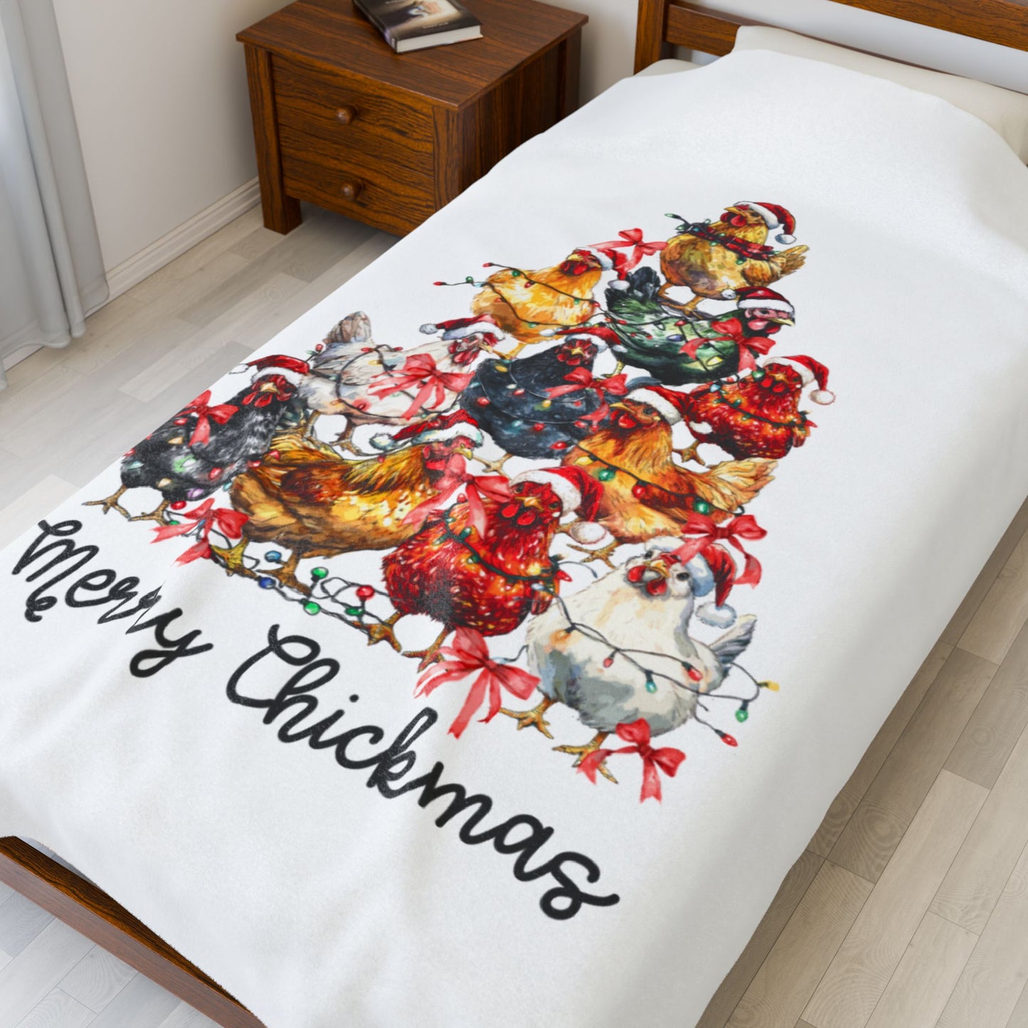 Merry Chickmas Velveteen Plush Blanket — Soft Holiday Throw