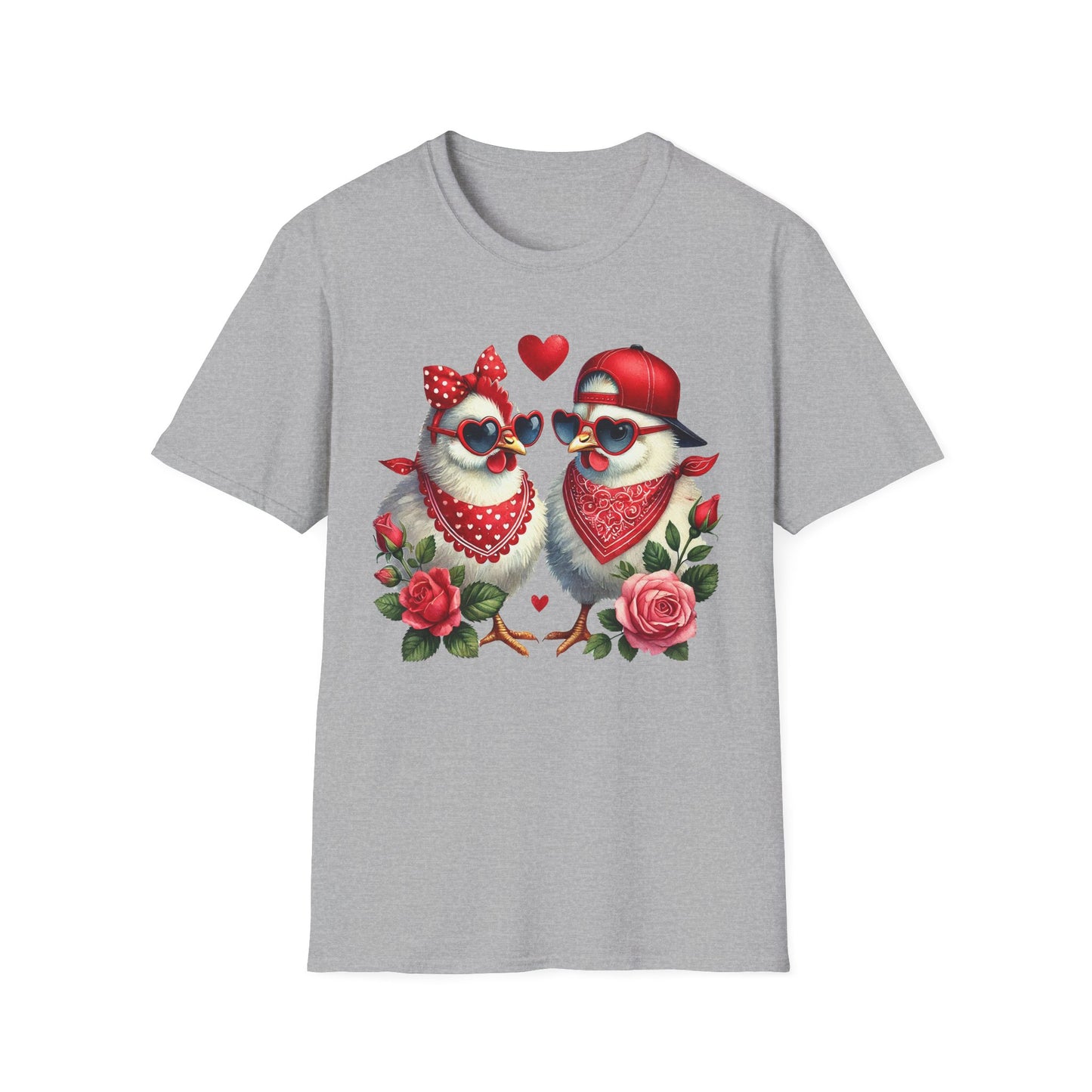Valentine Lovebirds T-Shirt — Cute Retro Birds with Hearts & Roses