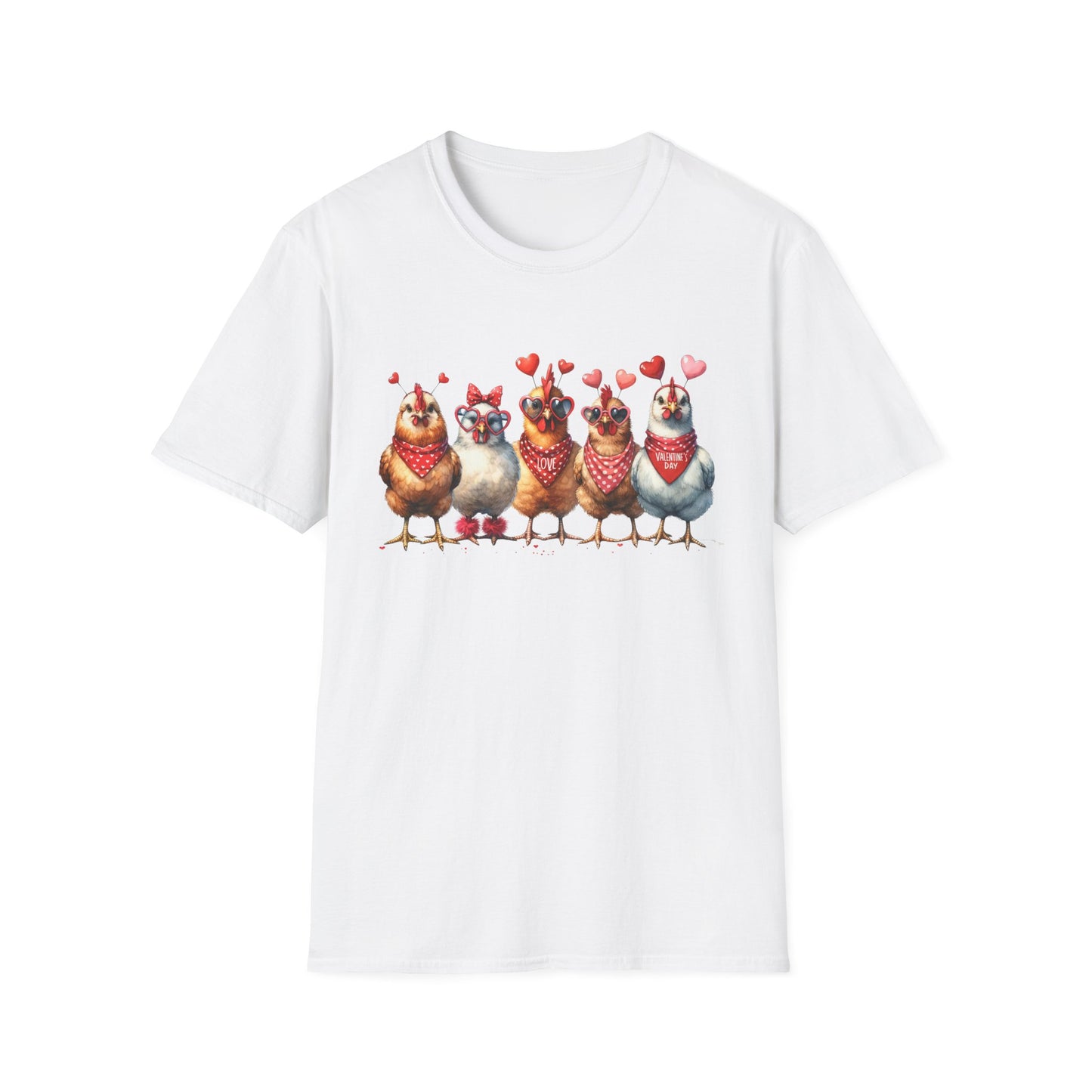 Valentine Chickens Bandana T-Shirt — Cute Heart Chick Graphic Tee