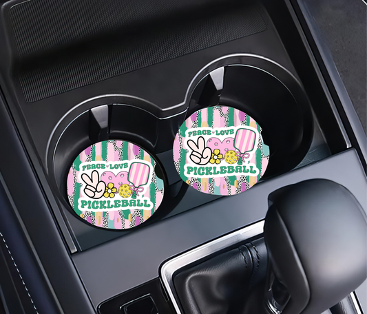 PIckle Ball Car Coasters~ Set of Two