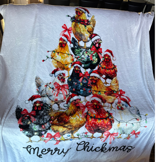 Merry Chickmas Velveteen Plush Blanket — Soft Holiday Throw
