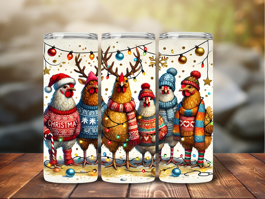 Christmas Chickens Tumbler 20oz