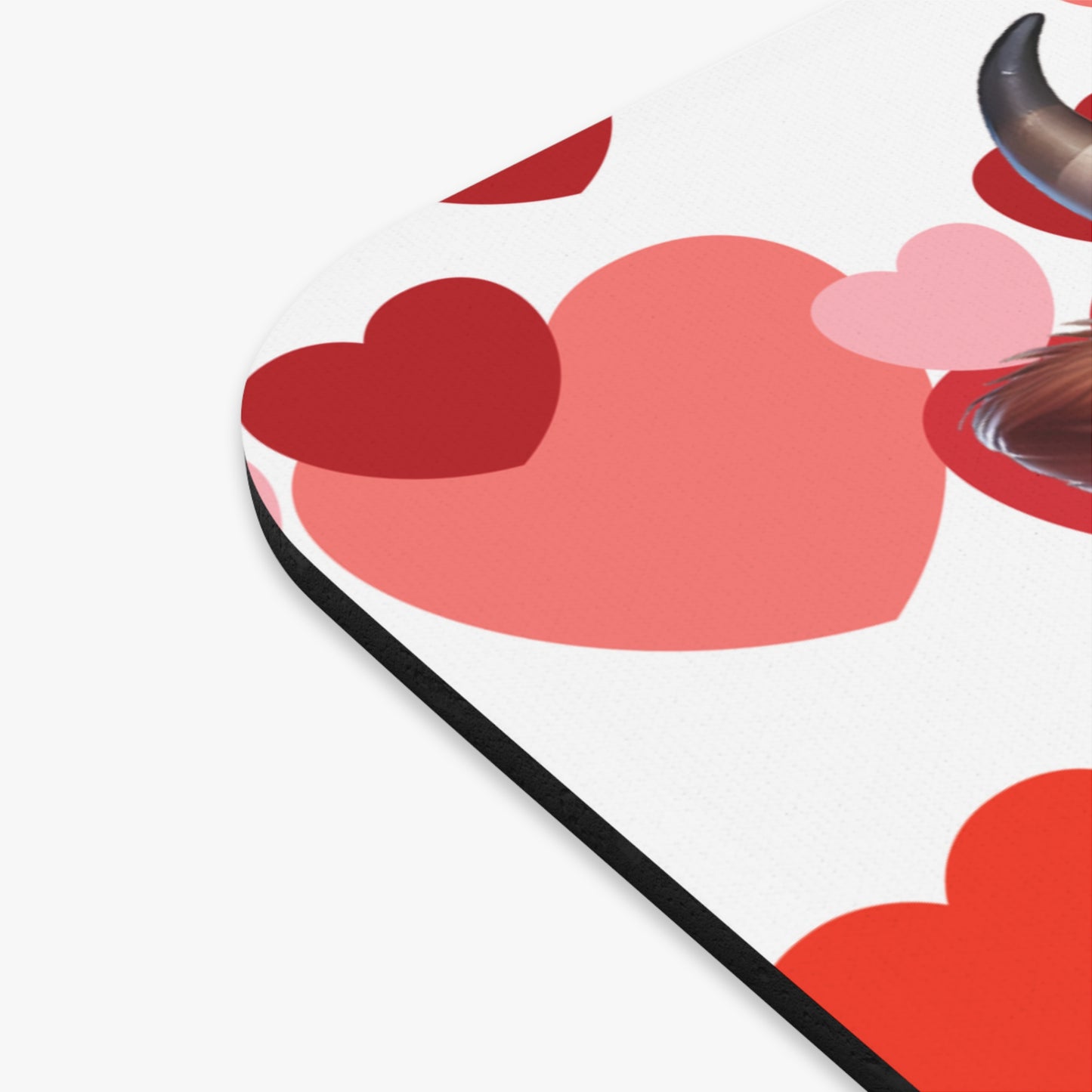 Valentine Calf Mouse Pad — Cute Cow with Hearts, Gift & Rose Desk Mat