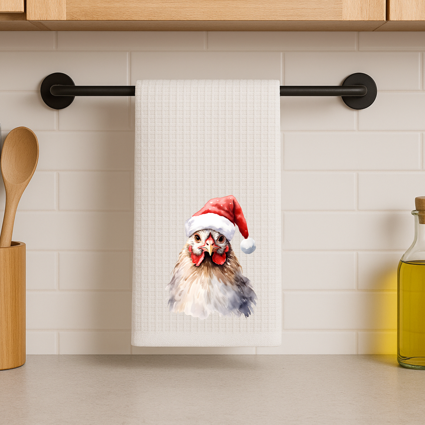 Christmas Chicken Dish Towel- Microfiber