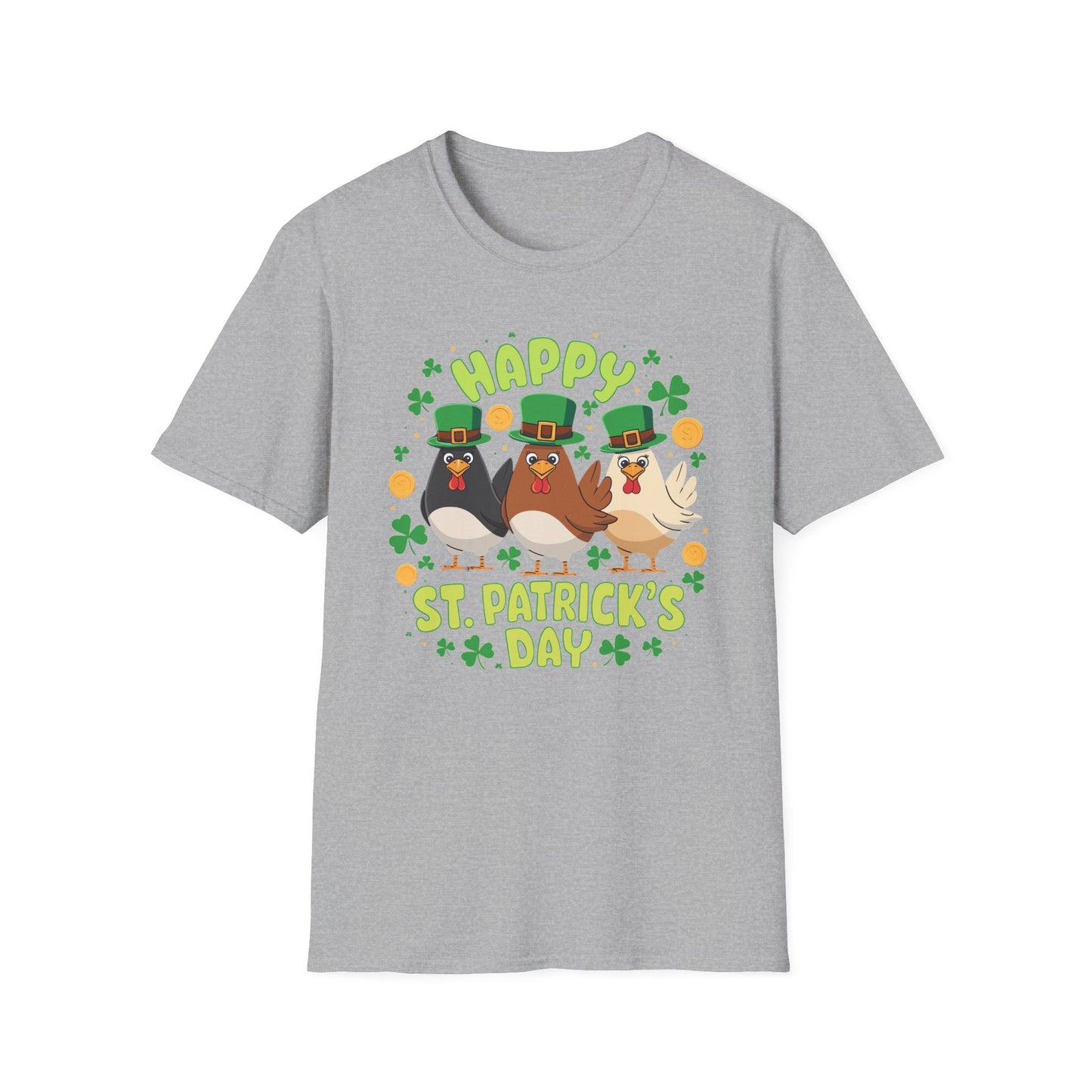 St. Patrick's Day Chickens T-Shirt — "Happy St. Patrick's Day" Cute Poultry Holiday Tee