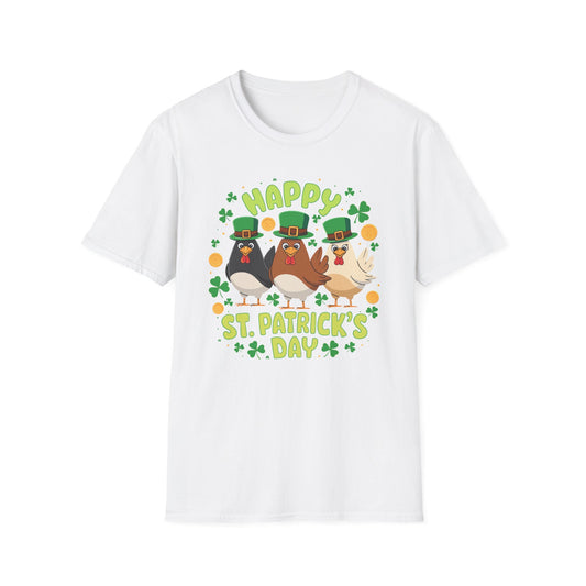 St. Patrick's Day Chickens T-Shirt — "Happy St. Patrick's Day" Cute Poultry Holiday Tee