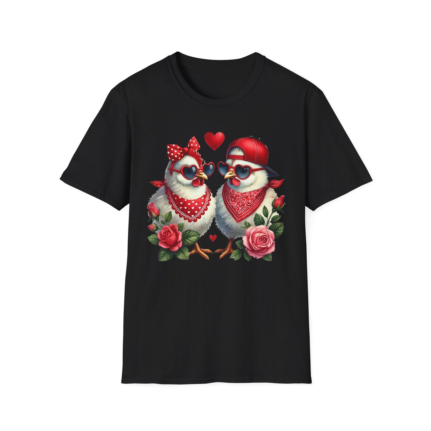 Valentine Lovebirds T-Shirt — Cute Retro Birds with Hearts & Roses