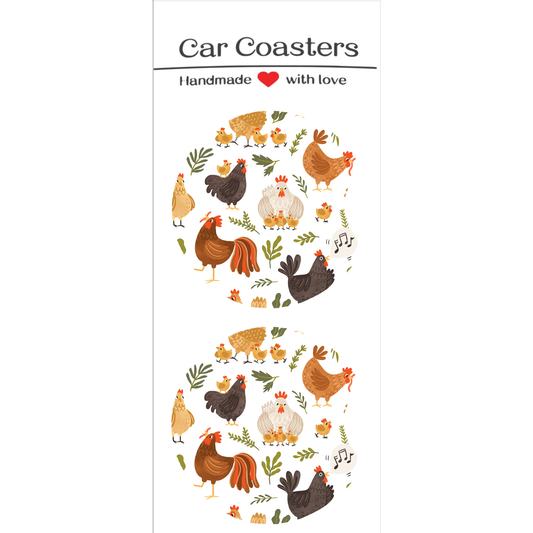 Chicken Pattern Car Coaster