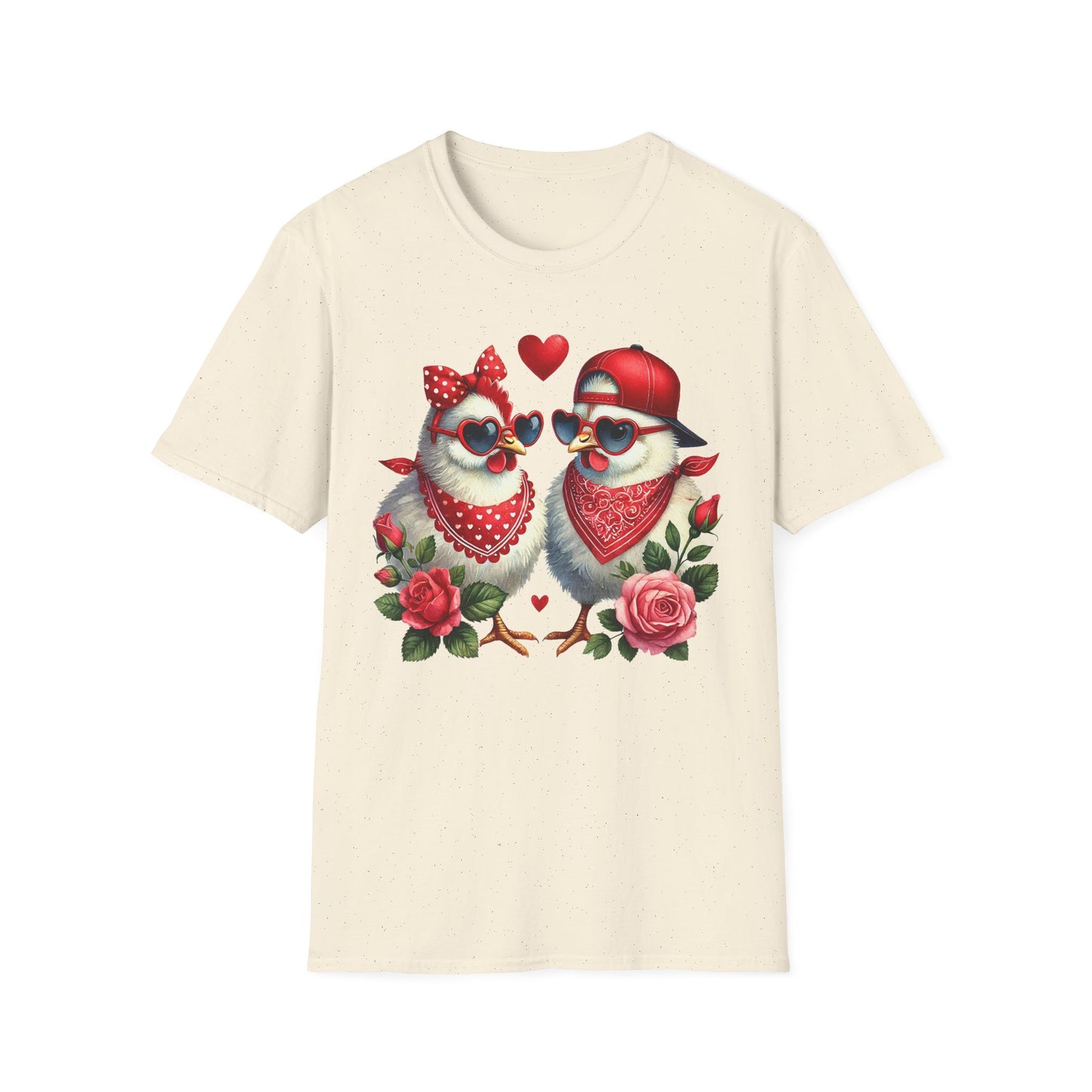 Valentine Lovebirds T-Shirt — Cute Retro Birds with Hearts & Roses