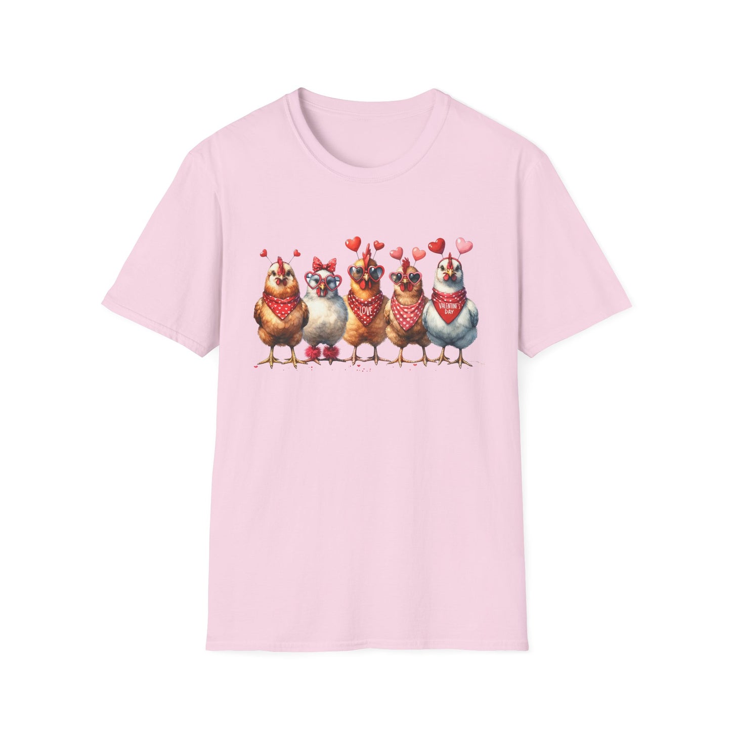 Valentine Chickens Bandana T-Shirt — Cute Heart Chick Graphic Tee