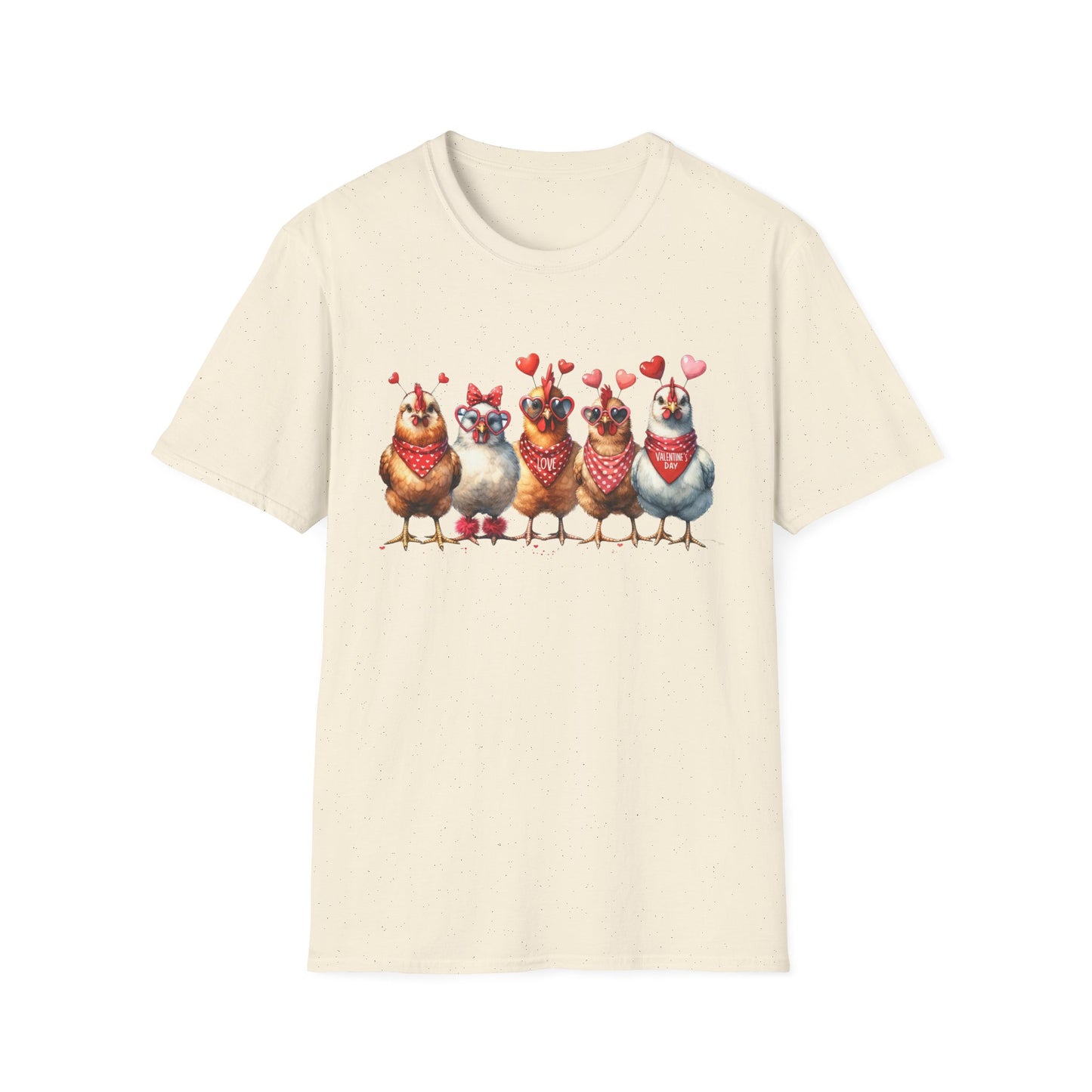 Valentine Chickens Bandana T-Shirt — Cute Heart Chick Graphic Tee