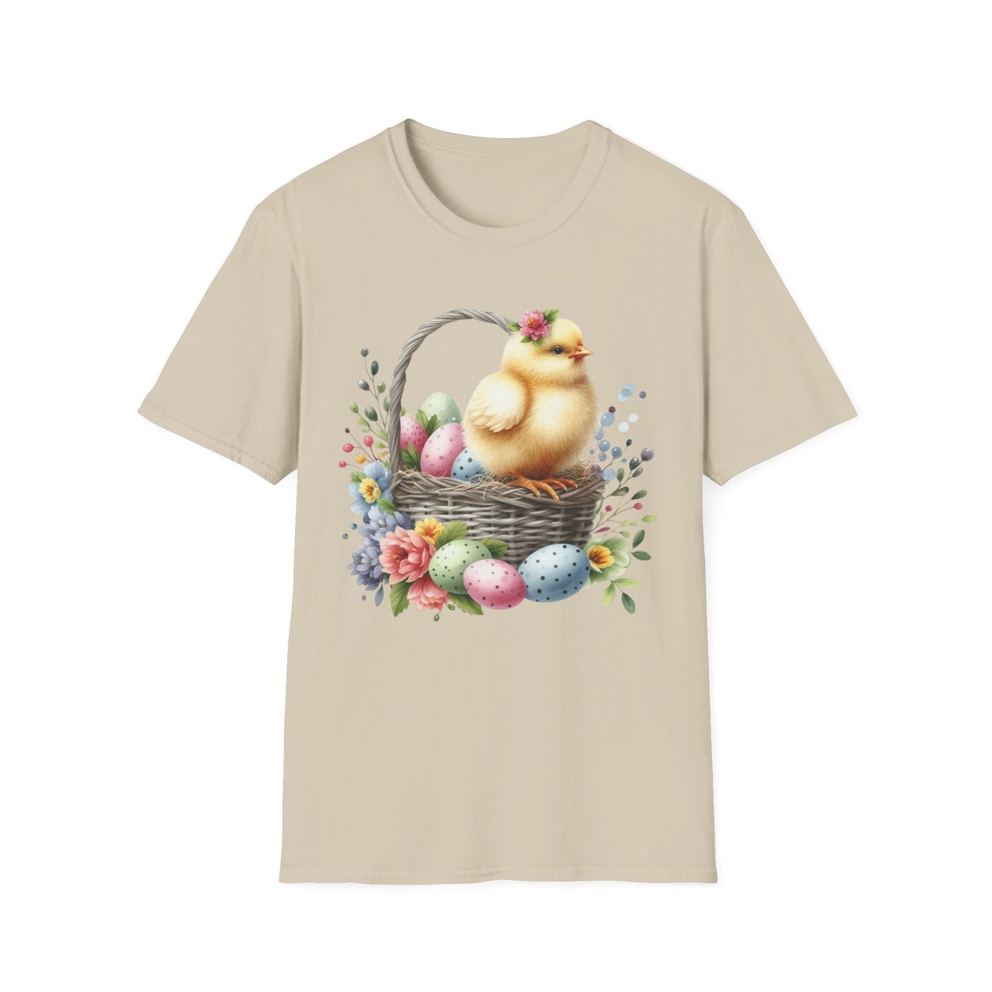 Easter Chick in Basket T-Shirt — Cute Floral Easter Eggs Spring Shirt