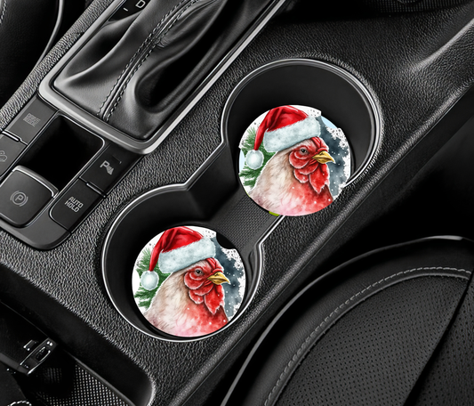 Santa Chicken Car Coasters